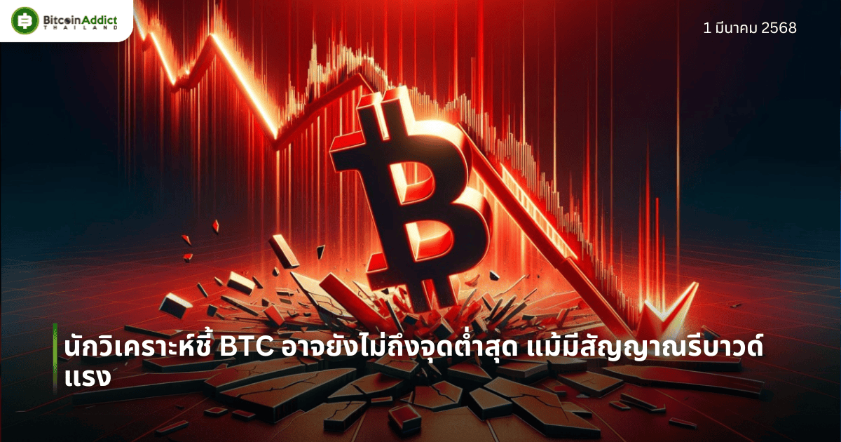 นักวิเคราะห์ชี้ BTC อาจยังไม่ถึงจุดต่ำสุด แม้มีสัญญาณรีบาวด์แรง