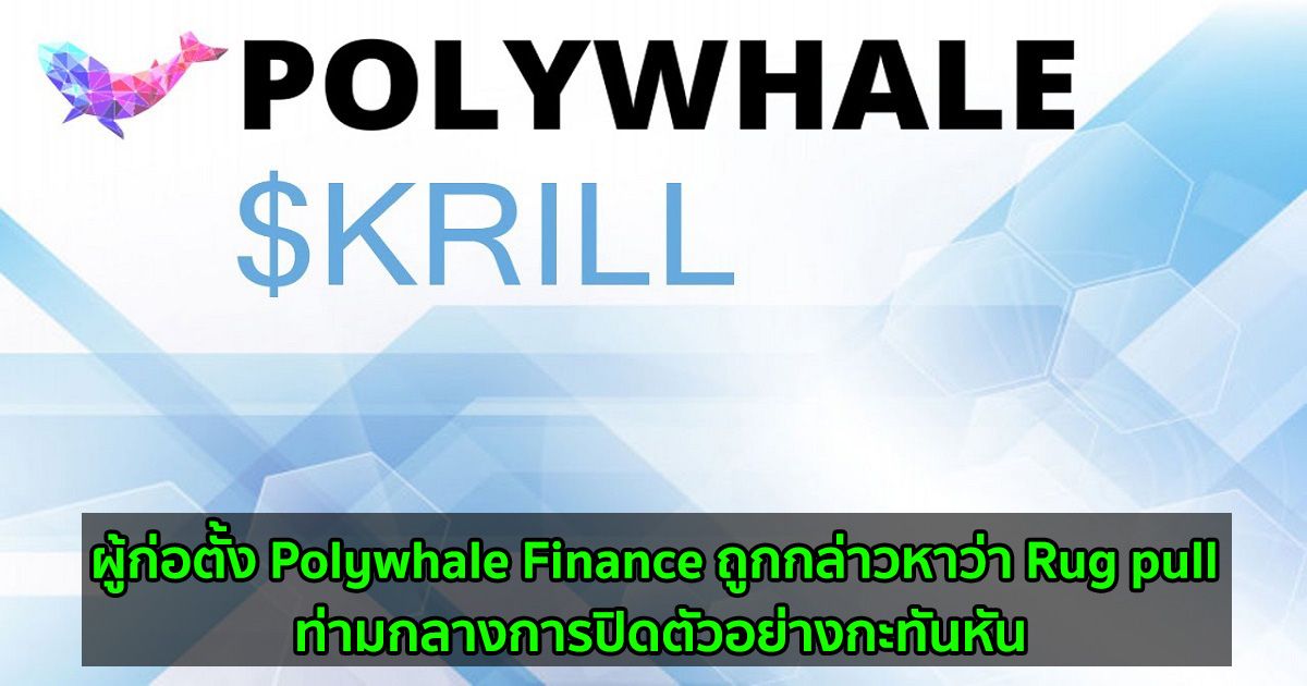 ผู้ก่อตั้ง Polywhale Finance ถูกกล่าวหาว่า Rug pull ท่ามกลางการปิดตัวอย่างกะทันหัน