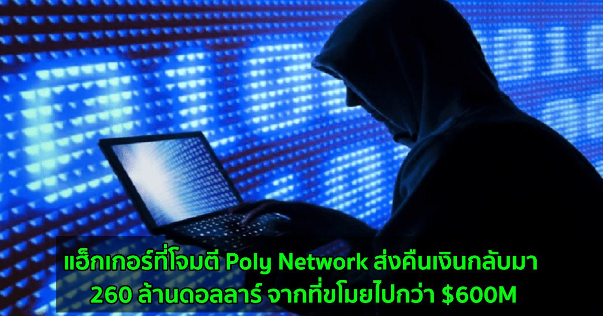 แฮ็กเกอร์ที่โจมตี Poly Network ส่งคืนเงินกลับมา 260 ล้านดอลลาร์ จากที่ขโมยไปกว่า $600M