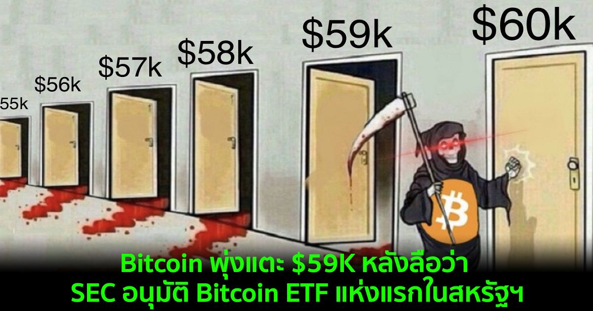 Bitcoin พุ่งแตะ $59K หลังมีรายงานของ Bloomberg เกี่ยวกับ SEC อนุมัติ Bitcoin ETF แห่งแรกในสหรัฐฯ