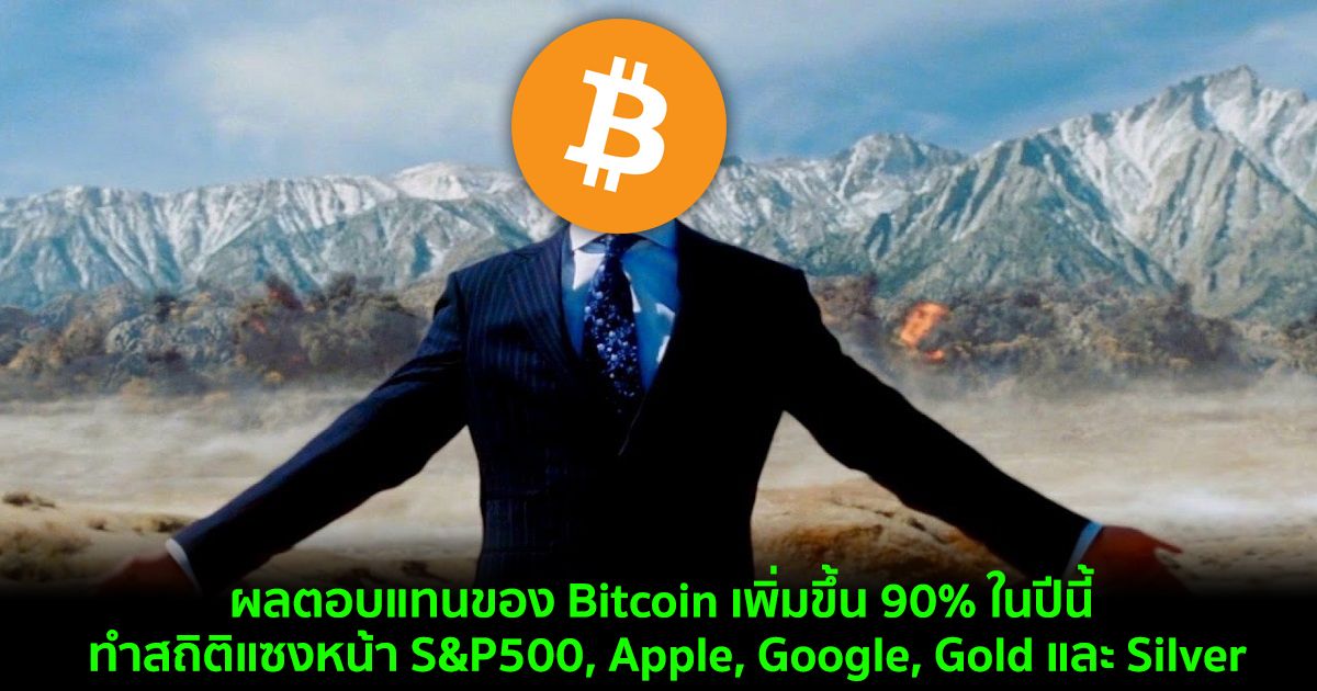 ผลตอบแทนของ Bitcoin เพิ่มขึ้น 90% ในปีนี้ ทำสถิติแซงหน้า S&P500, Apple, Google, Gold และ Silver