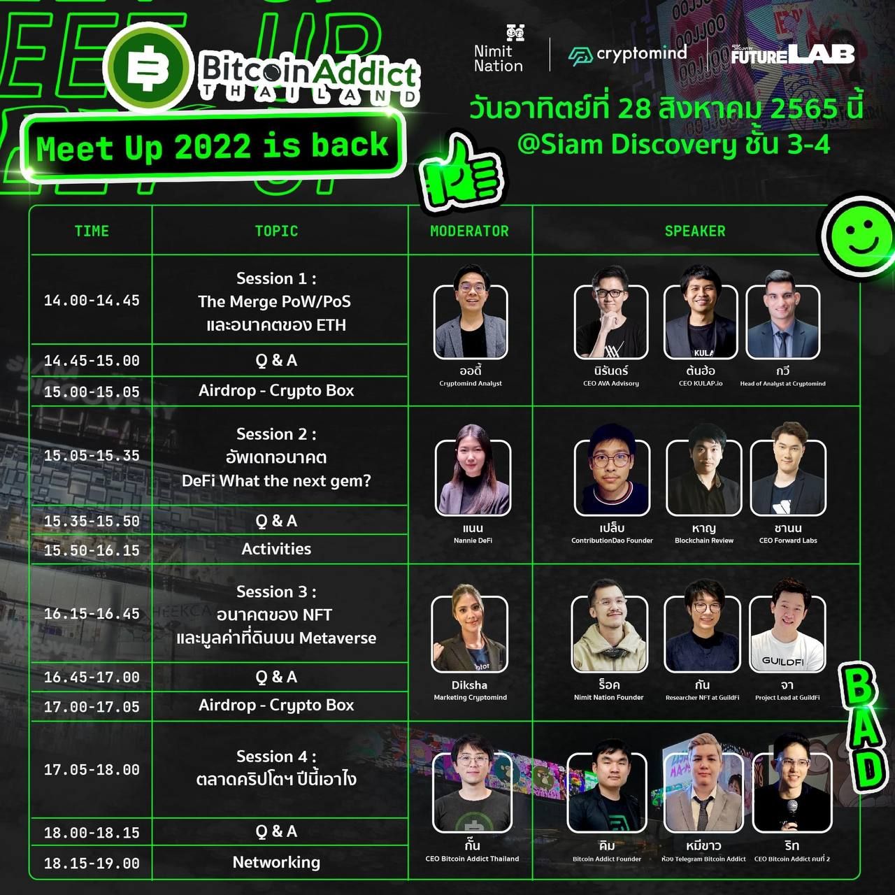 กลับมาแล้ว กับงาน Bitcoin Addict Meet Up 2022 ปีนี้จัดเต็มสมการรอคอย เจอกัน 28 สิงหาคมนี้ ที่ Siam Discovery