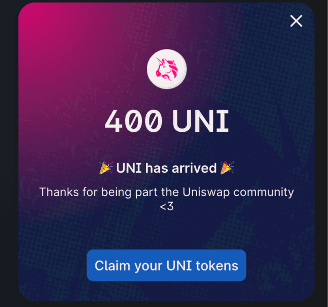 [รีวิว] วิธีการรับโทเค็น Uniswap (UNI) มูลค่าเกือบ 40,000 บาท ฟรี