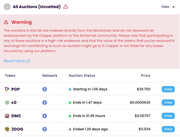 มารู้จักกับ Copper Launch แพลตฟอร์มประมูลเหรียญยอดนิยมแห่ง ETH Chain