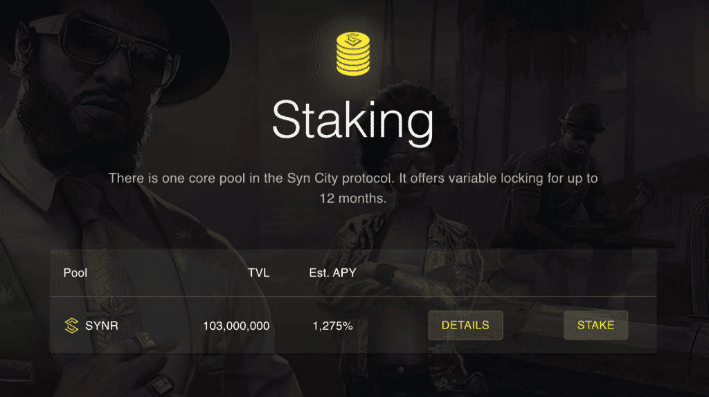 เปิดคู่มือ How To Stake “SYN CITY (SYNR)” — เกมเมตาเวิร์สมาเฟียเจ้าแรก