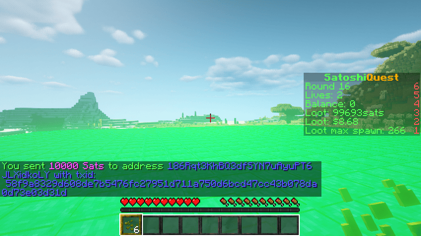 "SatoshiQuest" เกมตามล่าหา Bitcoin ใน Minecraft สไตล์ Battle royale