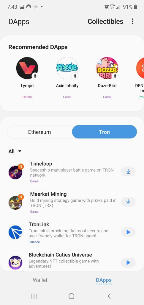 Samsung Galaxy Store เพิ่มการรองรับ DApps ของเครือข่าย Tron แล้ว