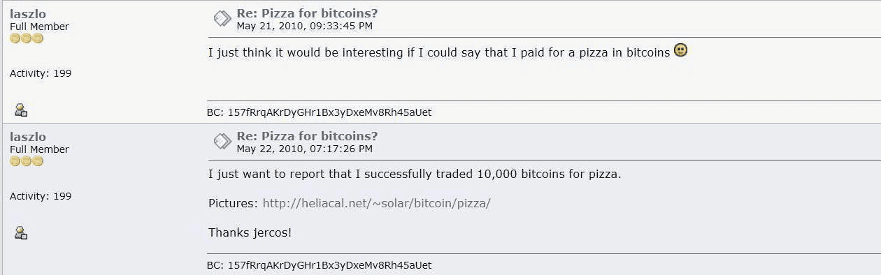 Bitcoin Pizza Day - วันที่มีคนจ่ายเงินซื้อพิซซ่าที่แพงที่สุดในโลกด้วยราคา 10,000 BTC (2,800 ล้านบาท)
