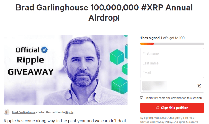 พบโครงการแจก Airdrop หลอกลวง แอบอ้างซีอีโอ Ripple เก็บเงินค่าเข้าร่วมกว่า 5 พันบาท