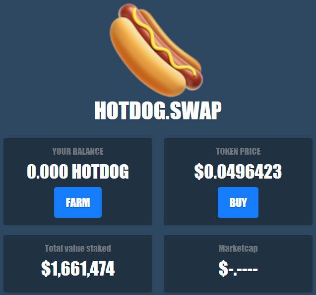 เหรียญ DeFi "Hotdog" ราคาทิ้งดิ่ง 99.9% ในไม่กี่ชั่วโมงหลังจากเปิดตัว