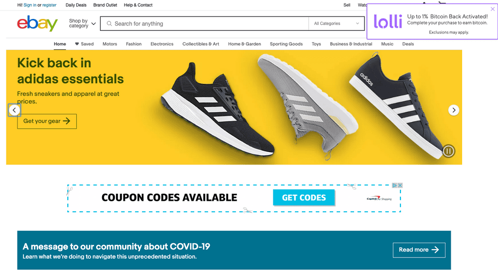 ผู้ใช้ eBay สามารถรับเงินคืนเป็น Bitcoin ได้ 1% เมื่อซื้อสินค้าต่าง ๆ ผ่านแอป Lolli