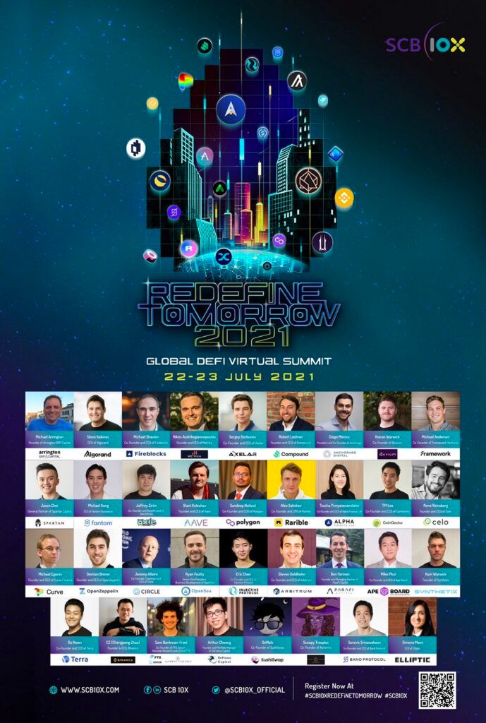 SCB 10X เปิดเวที Virtual Summit “REDeFiNE TOMORROW 2021” ปีที่ 2 ขนทัพสุดยอดกูรูด้าน DeFi และ Digital Asset ระดับโลกให้ความรู้ระบบการเงินดิจิทัลแห่งโลกอนาคต