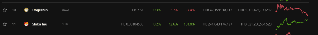Shiba Inu (SHIB) กลายเป็นเหรียญ 11 อันดับแรก ตามหลัง Dogecoin อันดับที่ 10 บน CoinGecko