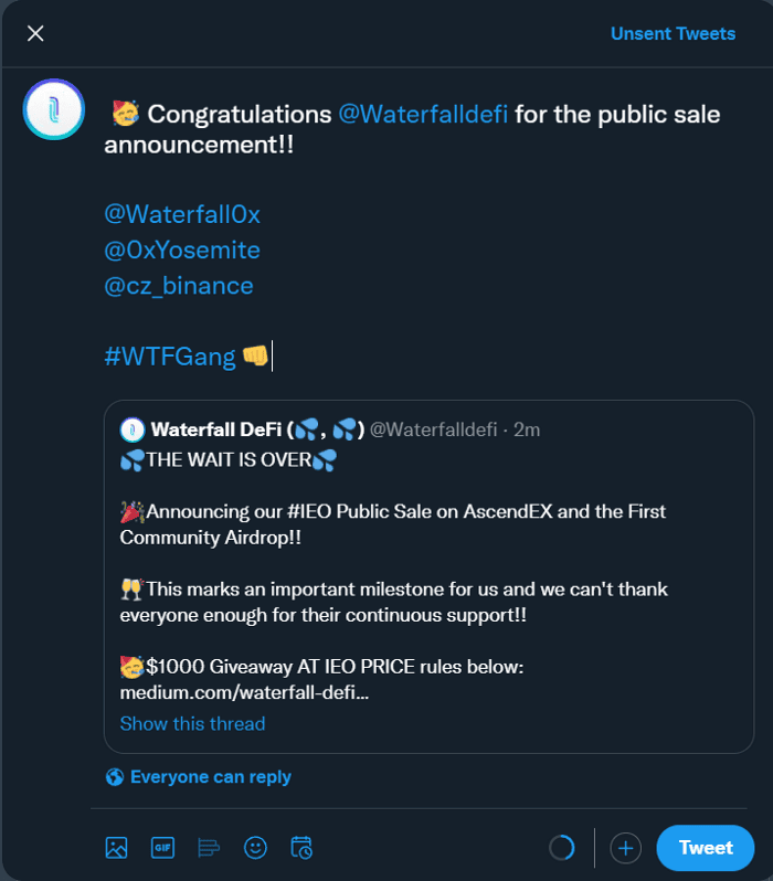 Waterfall DeFi (WTF) จะเปิดขาย IEO บน AscendEX วันที่ 21 ตุลาคม พร้อมด้วยการแจก Airdrop