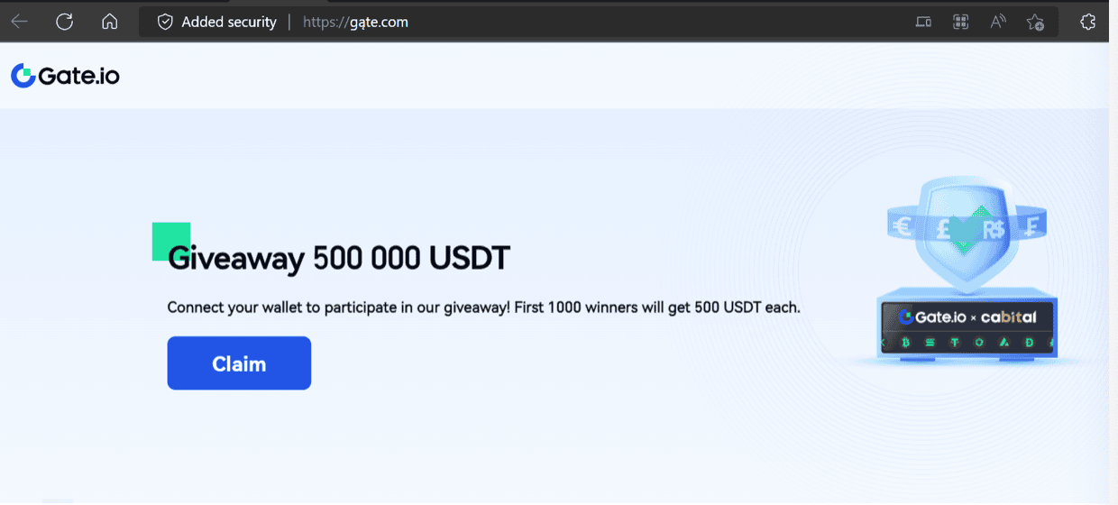 ด่วน! พบบัญชี Twitter Gate.io ถูกแฮ็กแปลง URL แจก USDT
