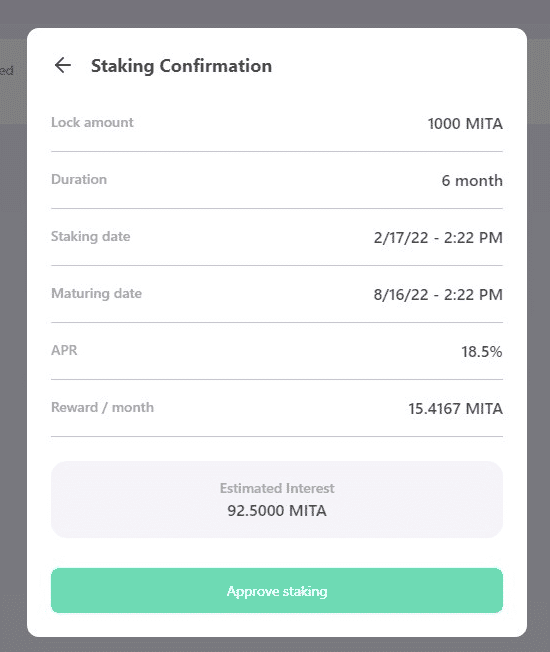 วิธี stake “MITA” บน Klaytn Network