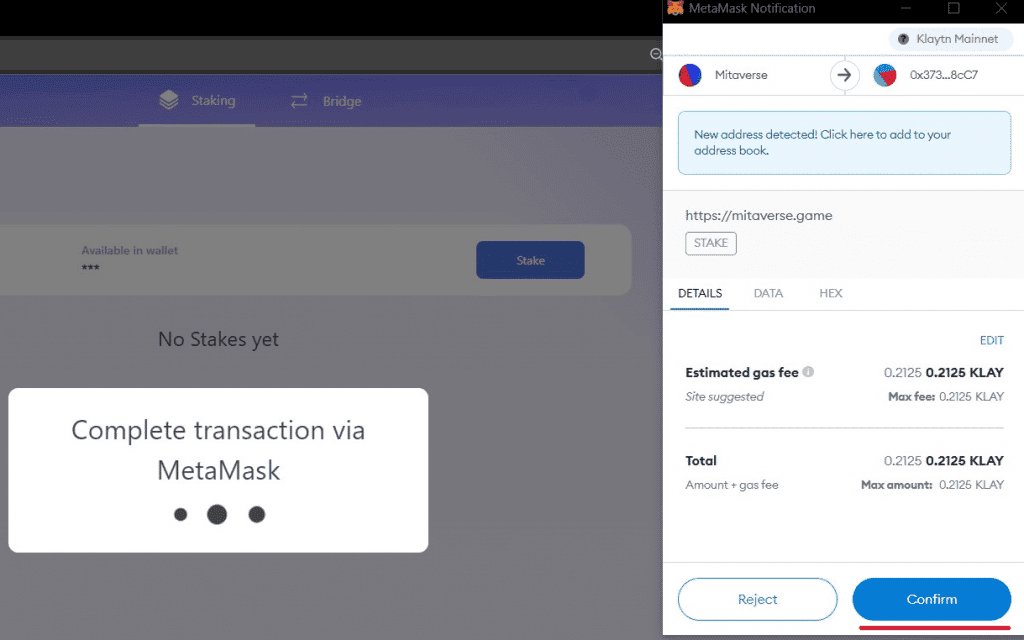 วิธี stake “MITA” บน Klaytn Network