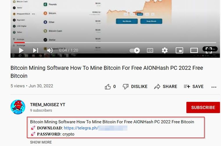 "PennyWise" มัลแวร์ ขโมย Crypto กำลังแพร่ระบาดบน YouTube