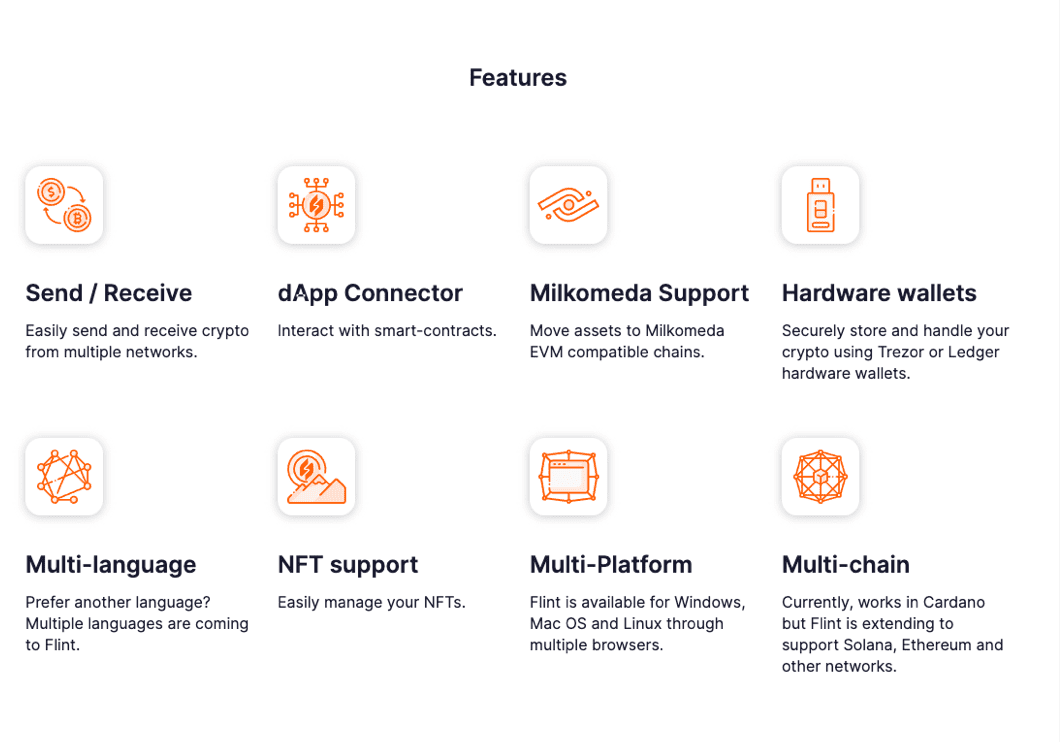 ฟีเจอร์ Flint Wallet ภาพจาก dcSpark