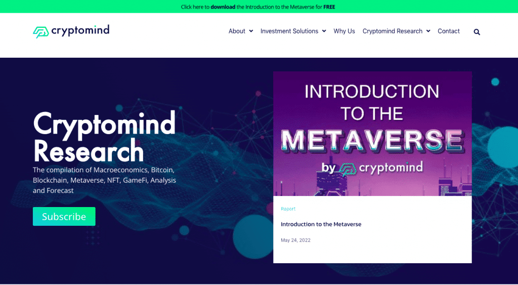 Cryptomind Advisory เปิดตัว Cryptomind Research แหล่งรวมข้อมูลข่าวสารในโลก Crypto และสินทรัพย์ดิจิทัลแบบเจาะลึกบนเว็บไซต์ให้อ่านฟรี