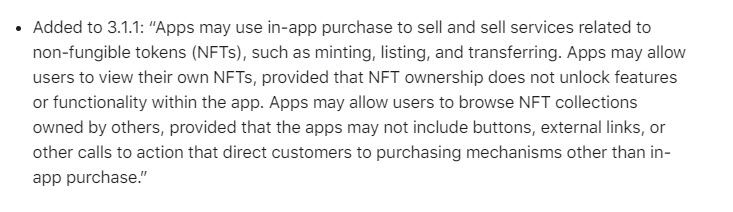 Apple แบนการใช้ NFT เพื่อปลดล็อกเนื้อหาและฟีเจอร์ในแอพ