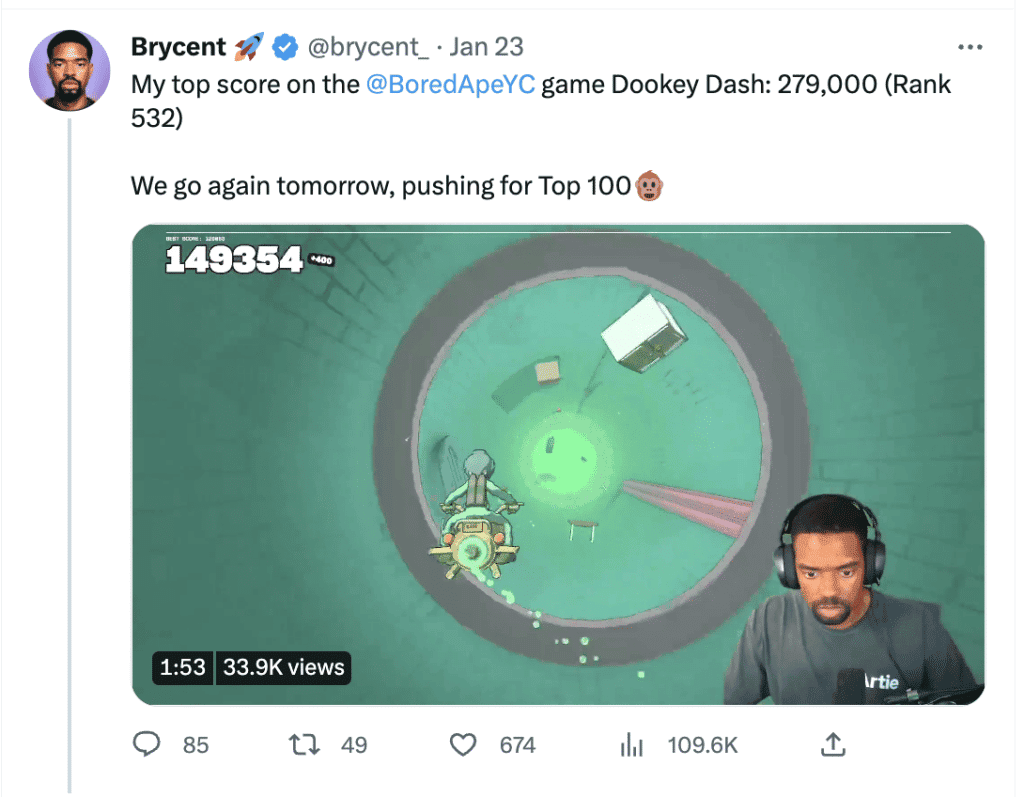 เกม Dookey Dash จาก Bored Ape สร้างรายได้มากกว่า 40 ล้านดอลลาร์ นับตั้งแต่เปิดตัว
