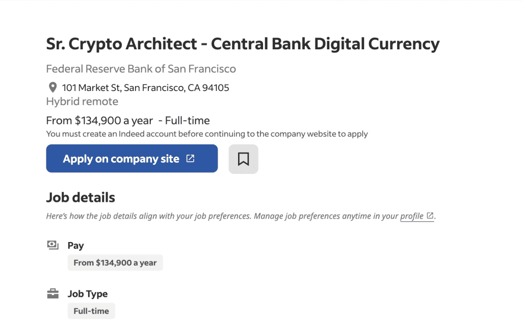 Federal Reserve Bank ของซานฟรานซิสโก ประกาศรับสมัคร ผู้ออกแบบโซลูชั่น Crypto สำหรับโครงการ CBDC