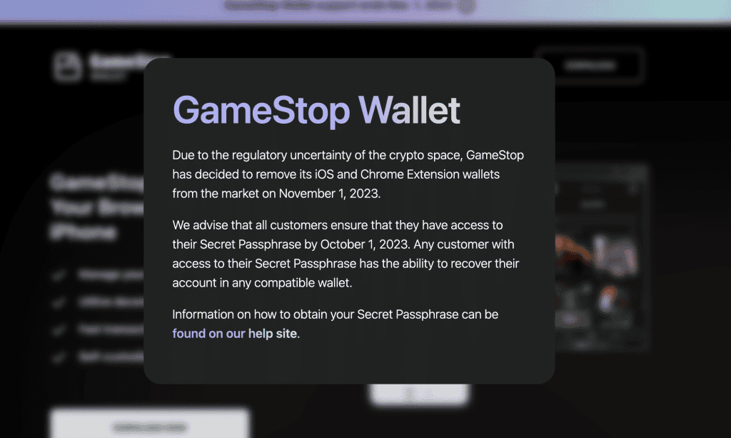 GameStop เตรียมยุติสนับสนุนกระเป๋าเงินดิจิทัล โดยอ้างถึง 'ความไม่แน่นอนด้านกฎระเบียบ'