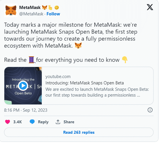 MetaMask เปิดตัว Snaps เพื่อขยายไปยังเครือข่ายบล็อกเชนที่ไม่ใช่ EVM