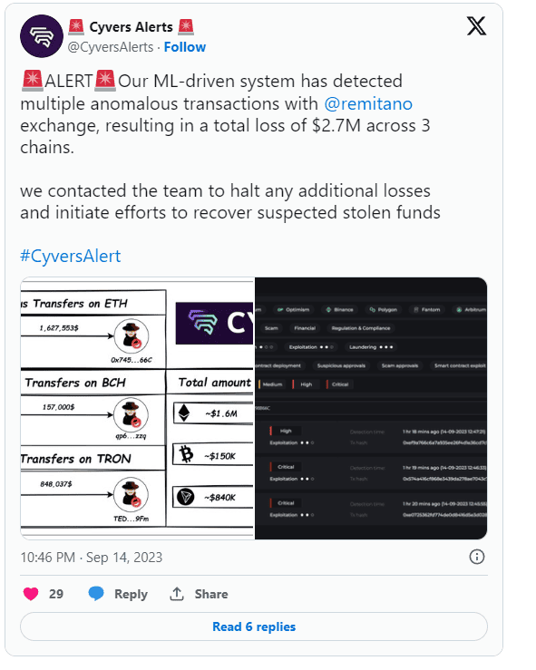 เว็บเทรด Remitano ถูกแฮ็ก เสียหาย 96 ล้านบาท ด้าน Tether ช่วยระงับได้ทัน 50 ล้านบาท
