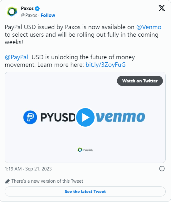 PayPal เปิดตัว PYUSD Stablecoin ให้กับผู้ใช้ Venmo