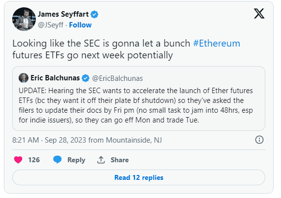 Ethereum Futures ETF จะเริ่มซื้อขายได้ในสัปดาห์หน้า — นักวิเคราะห์ของ Bloomberg คาดการณ์