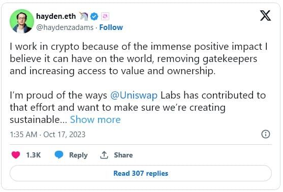 Uniswap จะเรียกเก็บค่าธรรมเนียมการ Swap 0.15% ในบางโทเค็น เริ่มตั้งแต่วันที่ 17 ต.ค นี้