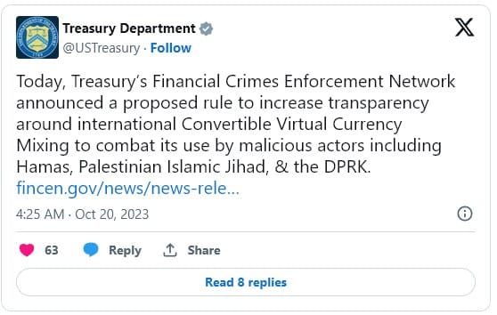 FinCEN แจ้งเตือนเกี่ยวกับธุรกรรม Crypto ที่เชื่อมโยงกับกลุ่มฮามาส