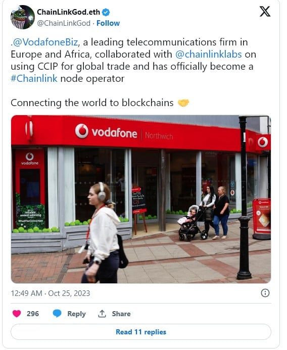 Vodafone และ Sumitomo จับมือ Chainlink เพื่อปรับปรุงการถ่ายโอนเอกสารและการประมวลผลธุรกรรมทางการเงิน
