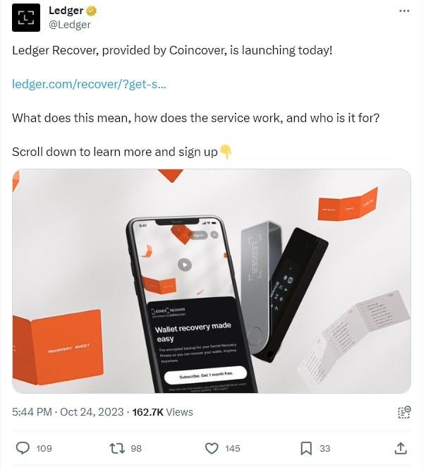 Ledger เปิดตัว "โซลูชันการกู้คืน Private key บนคลาวด์" แม้จะถูกด่าอย่างหนักจากชุมชน Crypto