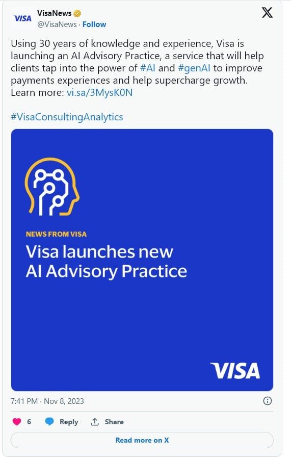 Visa เปิดตัวแนวทางการให้คำปรึกษาด้าน AI ระดับโลก เพื่อปลดล็อกศักยภาพของ AI และการใช้ AI เชิงสร้างสรรค์