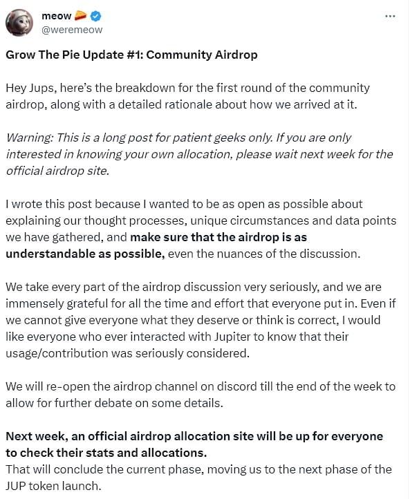 Jupiter เตรียมแจก Airdrop ไปยังกระเป๋าเงินบน Solana มากกว่า 950,000 ใบ