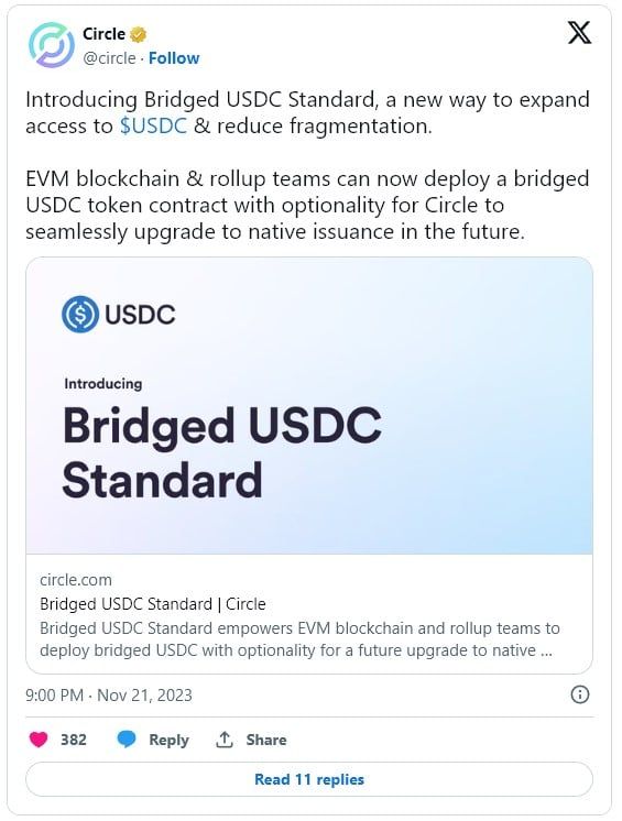 Circle เปิดตัว 'มาตรฐาน USDC แบบ Bridge' สำหรับการปรับใช้กับเครือข่ายใหม่