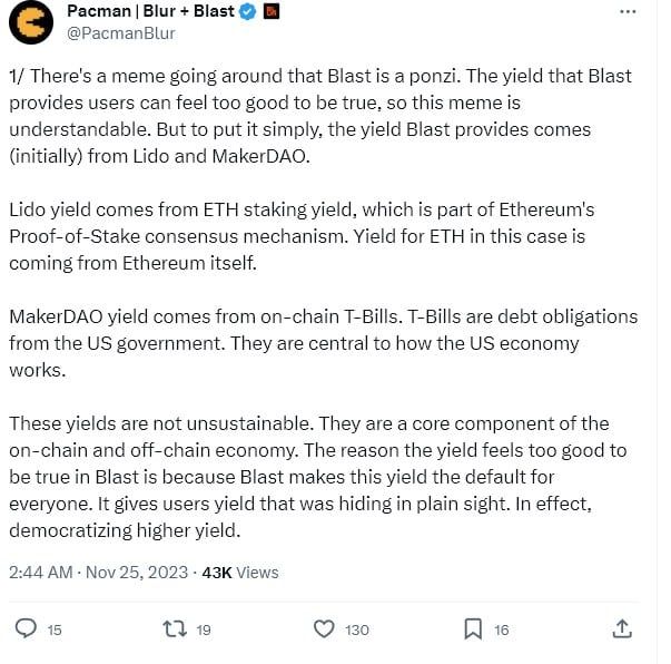 ผู้ก่อตั้ง Blast "ปฏิเสธเสียงแข็ง" ยืนยันไม่ได้เป็นโครงการ Ponzi แม้ผลตอบแทนจะดูดีจนอาจเกินจริง