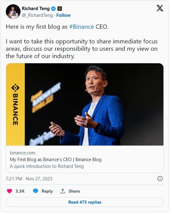 Richard Teng CEO Binance คนใหม่ สรุปแผนการที่จะขับเคลื่อนการเติบโต โดยมุ่งเน้นที่ลูกค้าเป็นหลัก