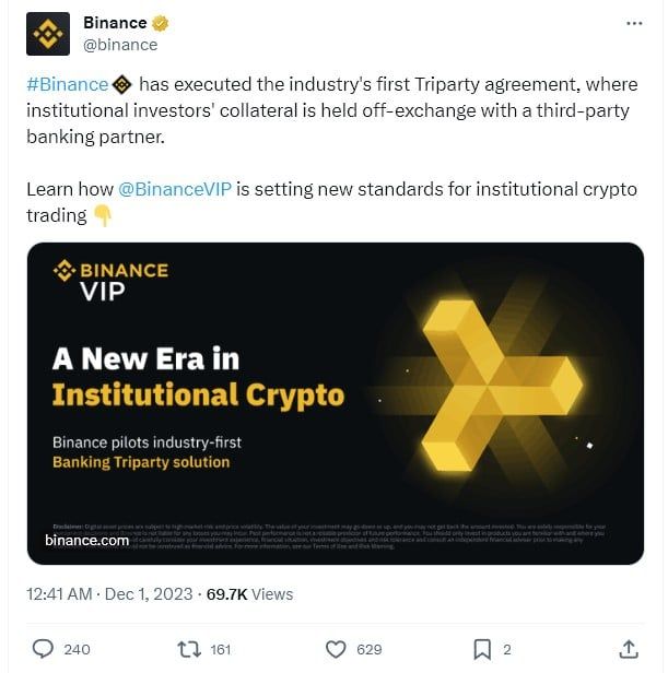 Binance เปิดตัวโครงการนำร่องสำหรับการดูแลหลักประกันของธนาคาร