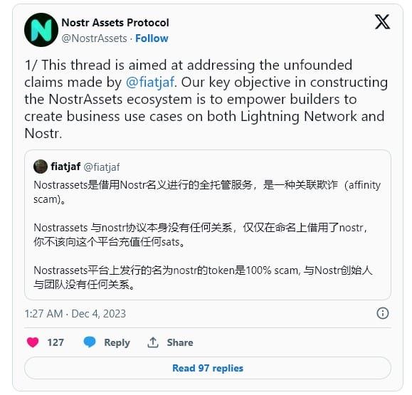 Nostr Assets บริษัทดูแล Bitcoin ประกาศ "ระงับการฝากชั่วคราว" หลังมียอดฝากสูงสุดเป็นประวัติการณ์