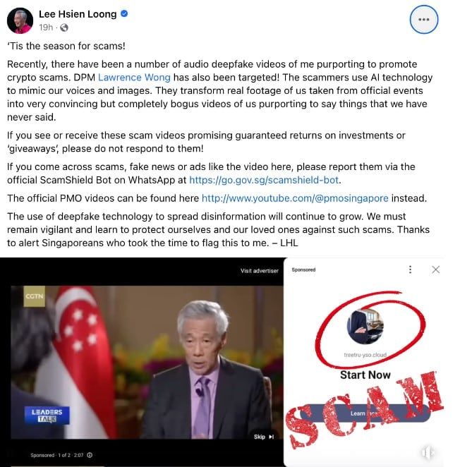 นายกสิงคโปร์ เตือนประชาชน เกี่ยวกับ Deepfakes ที่คล้ายกับการหลอกลวง Crypto