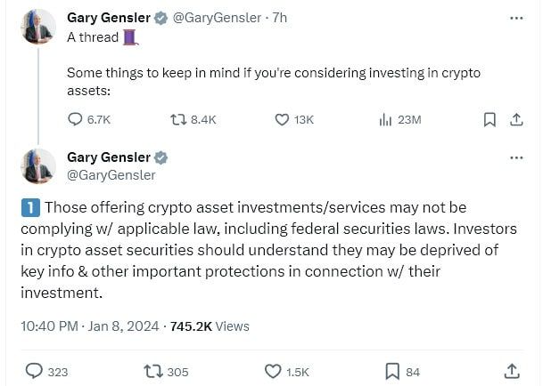 Gary Gensler เตือนนักลงทุน Crypto ว่าอาจมี “ความเสี่ยงเป็นพิเศษ” และ “มีความผันผวน”