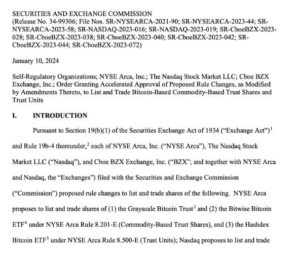 Spot Bitcoin ETF ได้รับการอนุมัติอย่างเป็นทางการจากสำนักงาน ก.ล.ต.สหรัฐฯ