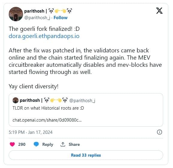 การอัปเกรด Ethereum Dencun เปิดใช้งานบน testnet แล้ว หลังจากล่าช้าไป 4 ชั่วโมง
