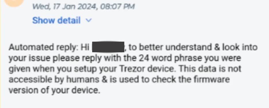 Trezor เตือนว่า มีผู้ใช้ 66,000 รายที่อาจได้รับผลกระทบจากการโจมตีแบบฟิชชิ่ง
