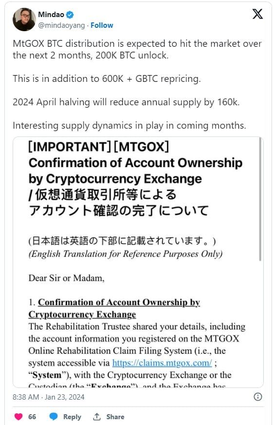 ใกล้แล้ว!!! Mt. Gox ส่งอีเมลให้เจ้าหนี้ยืนยันตัวตนในเว็บเทรดสำหรับชำระคืน Bitcoin และ Bitcoin Cash