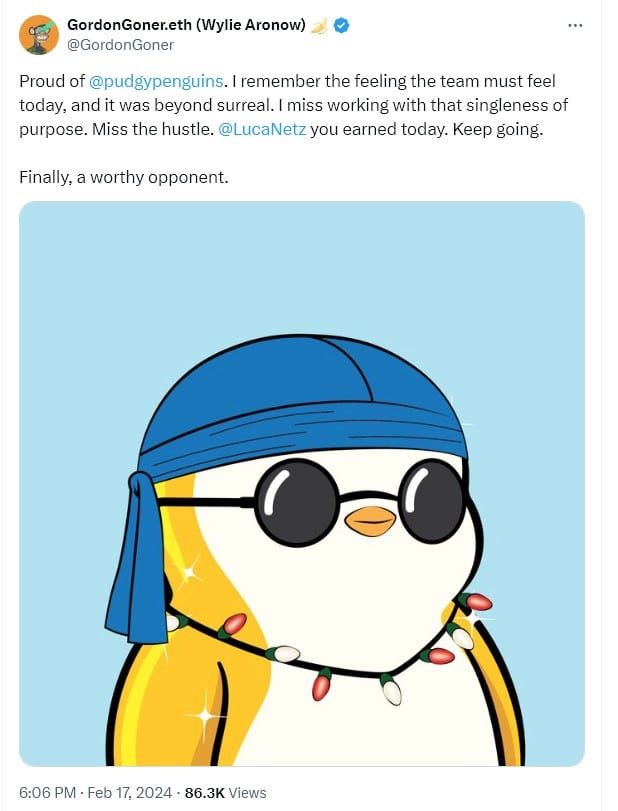 ราคา Floor ของ Pudgy Penguin NFT พลิกแซง Bored Ape ได้ในช่วงสั้น ๆ แต่ก็นับเป็นครั้งแรกที่ทำได้